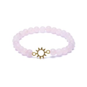 Rozenkwarts met zon bedel armband