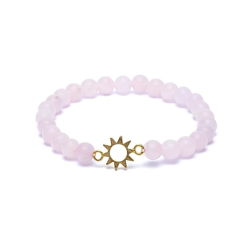 Rozenkwarts met zon bedel armband
